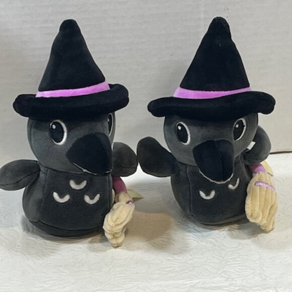 TWO Halloween Duck Witches w/Broom & Hat Mini Plush Toy 7.5” - Picture 2 of 10